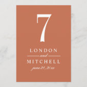 Numéro de table classique Élégant Mariage orange c (Devant)