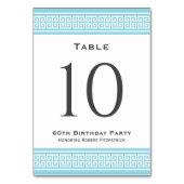 Numéro De Table Classique fête d'anniversaire Formel Bleu Custom (Dos)