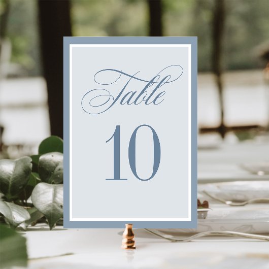 Numéro De Table Classique Luxe | Élégant Mariage Poussiéreux Bleu