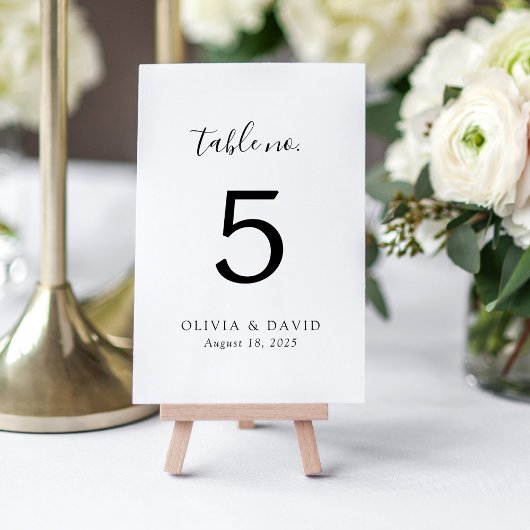 Numéro de table classique minimaliste