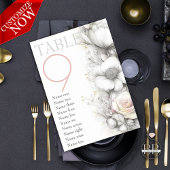 Numéro De Table Classique Moderne Fleurs d'Ivoire et Rose