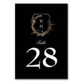 Numéro De Table classique noir blanc monogramme mariage or crête (Par défaut)