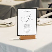 Numéro De Table Classy Black Border Script Wedding Seating Chart