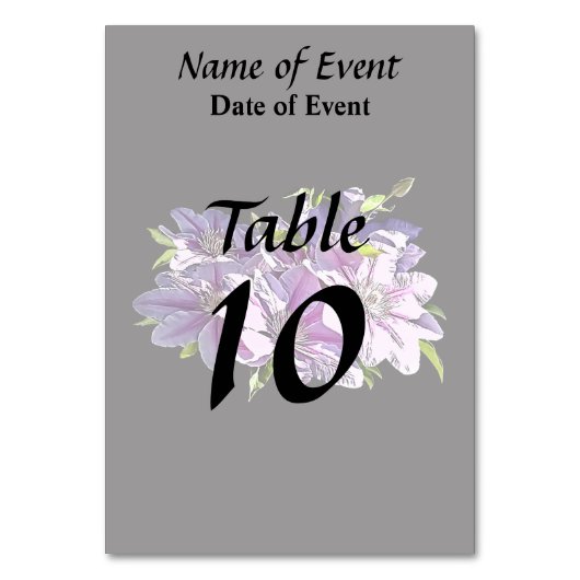 Numéro De Table Clematis rose (Dos)