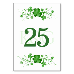 Numéro De Table Clover celtique Shamrock traditionnel