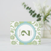 Numéro de table Clover Damask et Aqua (Debout devant)