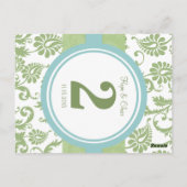 Numéro de table Clover Damask et Aqua (Dos)