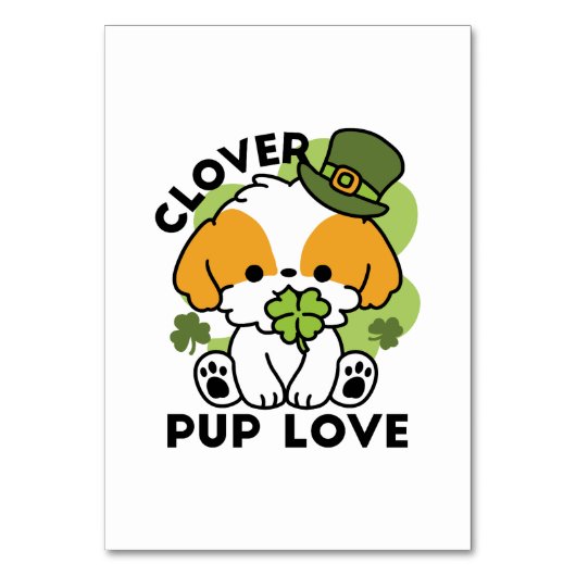 Numéro De Table Clover Pup Love - St. Patrick's Day Chien Design (Par défaut)