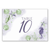 Numéro De Table Coastal Chic | Parti vert pourpre et citron vert (Dos)