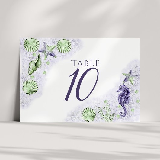 Numéro De Table Coastal Chic | Parti vert pourpre et citron vert