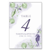 Numéro De Table Coastal Chic | Parti vert pourpre et citron vert (Dos)