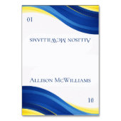 Numéro De Table Cobalt Blue and Yellow Wedding Place Cards (Par défaut)