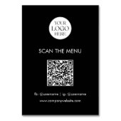 Numéro De Table Code QR de logo d'entreprise Menu Moderne Minimali (Dos)
