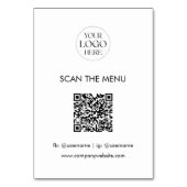 Numéro De Table Code QR de logo d'entreprise Menu Moderne Minimali (Dos)