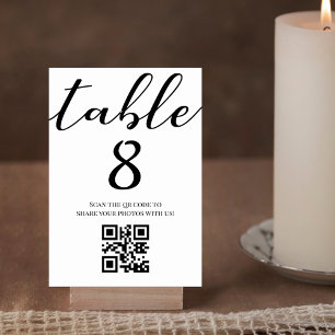 Numéro De Table Code QR de mariage élégant minimaliste en écriture