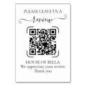 Numéro De Table Code QR élégant en écriture noire pour l'avis d'en (Dos)
