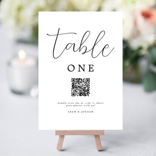 Numéro De Table Code QR Mariage de script rustique