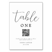 Numéro De Table Code QR Mariage de script rustique (Dos)