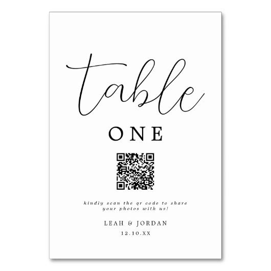 Numéro De Table Code QR Mariage de script rustique (Dos)