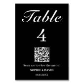 Numéro De Table Code QR noir et blanc de mariage (Dos)