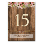 Numéro De Table Cœur à monogramme avec roses roses (Dos)