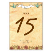 Numéro De Table Coeur bohémien, Roses, oiseaux, et Mariage de bann (Dos)