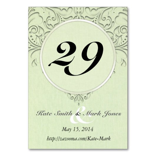 Numéro De Table Coeur de chaux (Dos)