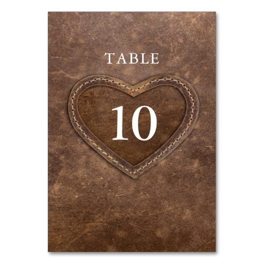 Numéro De Table Coeur en cuir 3e anniversaire mariage marron (Par défaut)