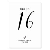 Numéro de table Coeur tiré à la main (Dos)