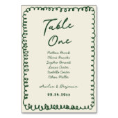 Numéro De Table cœur vert dessiné à la main Mariage fantaisiste (Dos)