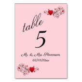 Numéro de table Coeurs (Dos)
