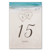 Numéro De Table Coeurs dans le sable destination mariage plage (Par défaut)