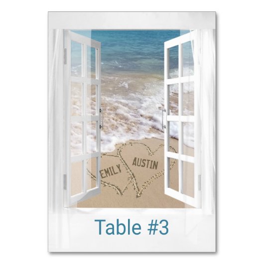 Numéro De Table Cœurs de plage à la fenêtre (Par défaut)