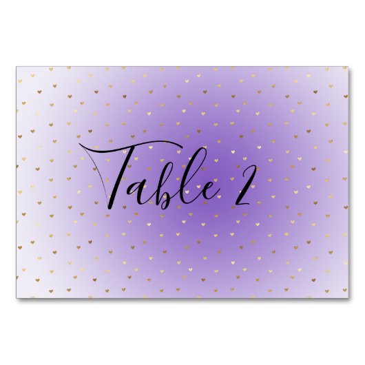 Numéro De Table Coeurs d'or Ombre violet (Devant)