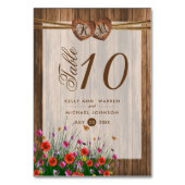 Numéro De Table Coeurs en bois Monogramme avec Fleur sauvage - Car (Dos)