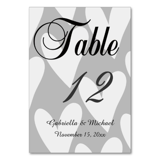 Numéro De Table Coeurs gris et blanc (Par défaut)