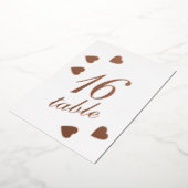 Numéro de table cœurs pressés or feuille  (Rotation)