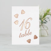 Numéro de table cœurs pressés or feuille  (Debout devant)