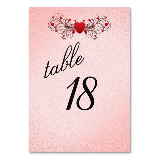 Numéro de table Cœurs romantiques (Par défaut)