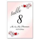 Numéro De Table Coeurs roses Numéro de tableau (Par défaut)