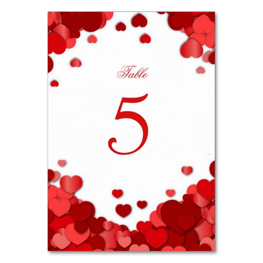 Numéro De Table Coeurs rouges, Saint-Valentin, Mariage, Personnali (Par défaut)