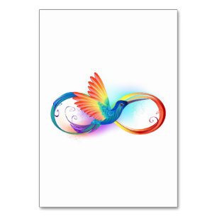 Numéro De Table Colibri arc-en-ciel avec symbole Infinity