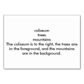 Numéro De Table Coliseum Trees Mountains Custom Flash Cards (Dos)