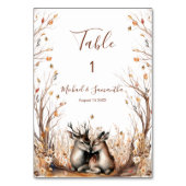 Numéro De Table Collection de mariage Cerf Rustique d'Automne (Dos)