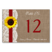 Numéro De Table Collection de Mariages de tournesol rustique - Rou (Dos)