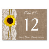 Numéro De Table Collection de Mariages de tournesols rustiques (Dos)