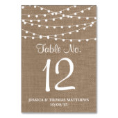 Numéro De Table Collection de Mariages Rustic Burlap (Dos)