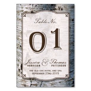 Numéro De Table Collection de Mariages Rustic Silver Birch Tree 01