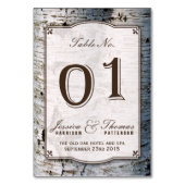 Numéro De Table Collection de Mariages Rustic Silver Birch Tree 01 (Dos)