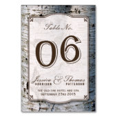 Numéro De Table Collection de Mariages Rustic Silver Birch Tree 06 (Dos)